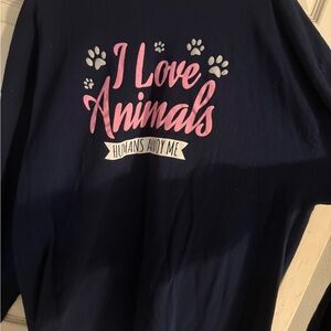 Navy Blue 'I Love Animals' Long Sleeve Shirt